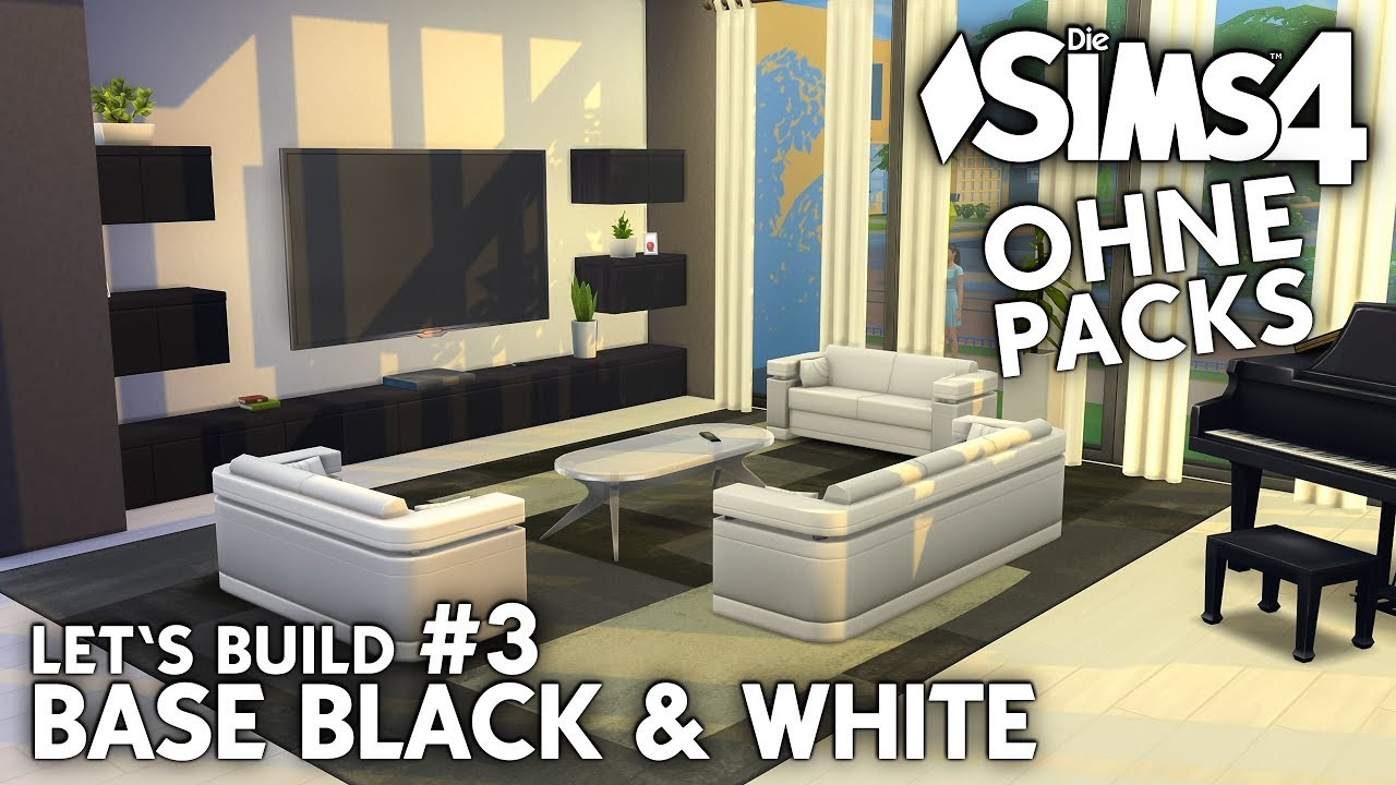 Die Sims 4 Haus Bauen Ohne Packs | Base Black &amp; White #3: Wohnzimmer  (Deutsch) intended for Sims 4 Wohnzimmer